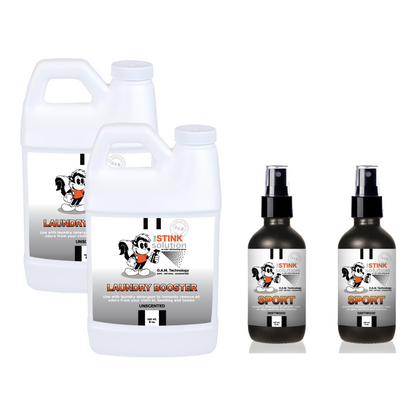 Super Sample Bundle - Two Unscented Mini Laundry Boosters + Two 4 oz Sport Odor Eliminator Sprays